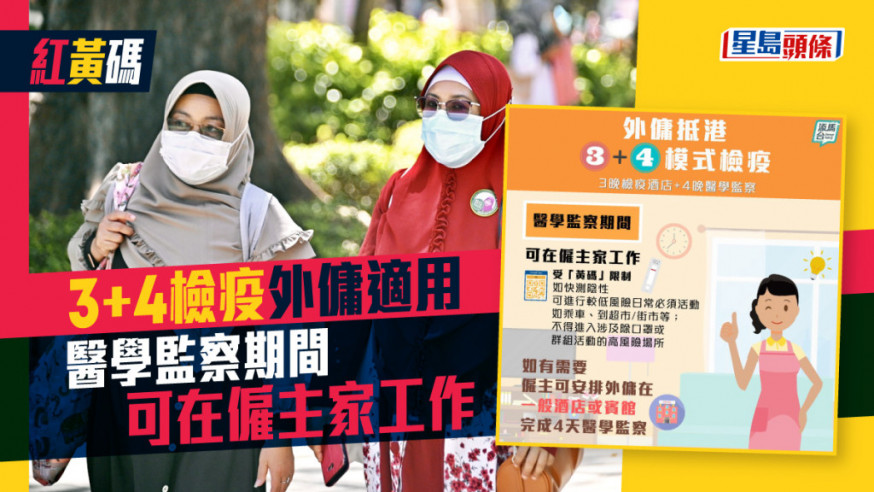 外傭抵港也受惠於「3+4」檢疫新措施。資料圖片(小圖為fb「添馬台」圖片)