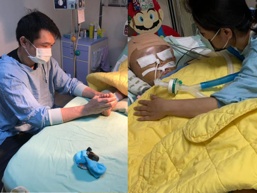 為協助帷帷好轉,爸爸每晚也為他按摩小手、腳部及腳趾頭,希望能刺激他的腦部。(網圖)